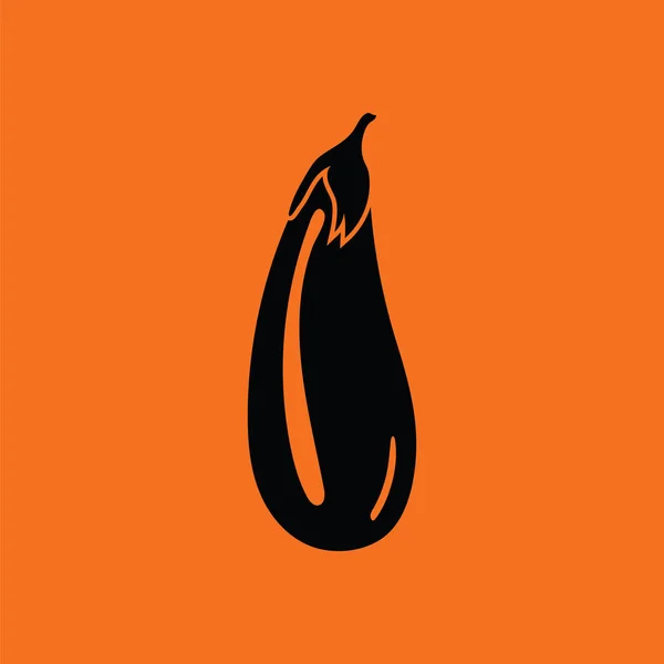 Icône Aubergine Fond Orange Avec Noir Illustration Vectorielle — Image vectorielle