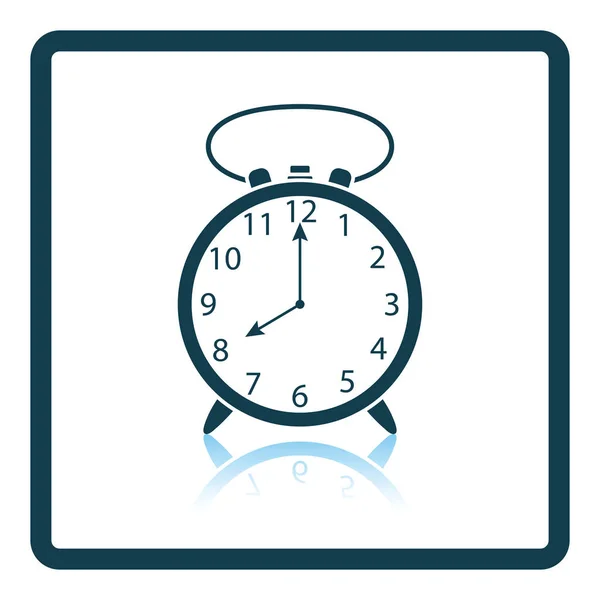 Icono Del Reloj Despertador Diseño Reflejo Sombra Ilustración Vectorial — Vector de stock