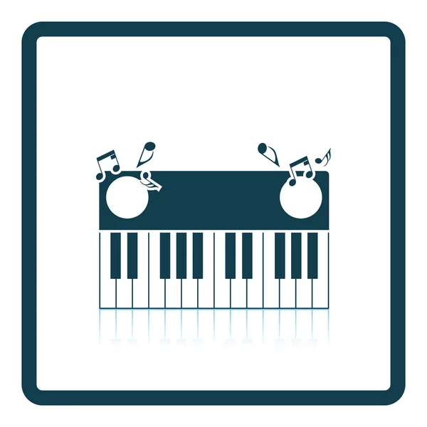 Icono Teclado Piano Diseño Reflejo Sombra Ilustración Vectorial — Vector de stock