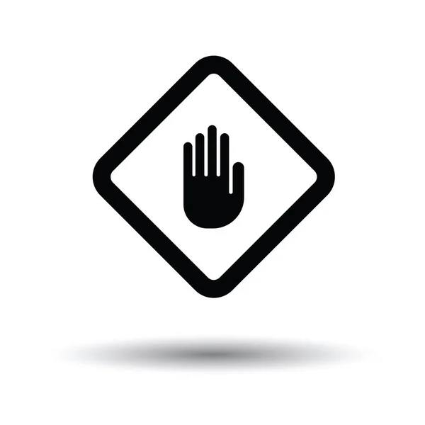 Symbol Der Warnenden Hand Weißer Hintergrund Mit Schattendesign Vektorillustration — Stockvektor