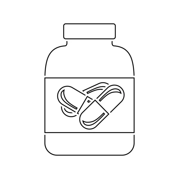 Icône Pilules Remise Forme Conteneur Conception Ligne Mince Illustration Vectorielle — Image vectorielle