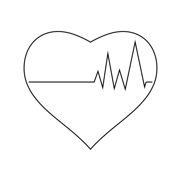 Ícone Coração Com Diagrama Cardio Design Linha Fina Ilustração Vetorial — Vetor de Stock