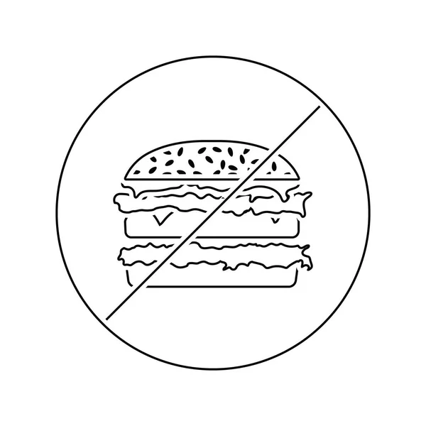 Ikon Tiltott Hamburger Vékony Design Vektoros Illusztráció — Stock Vector
