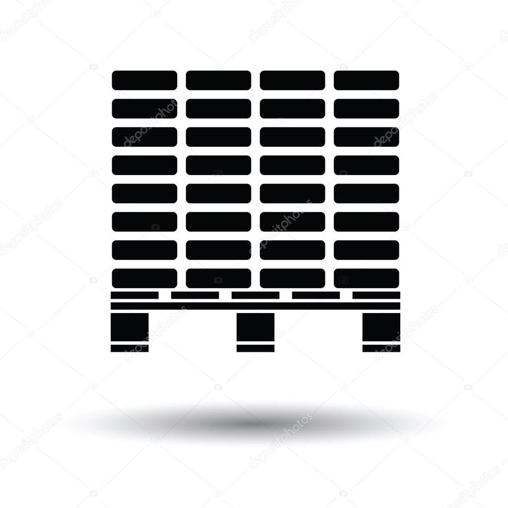 Icon of construction pallet . White background with shadow design. Vector illustration.