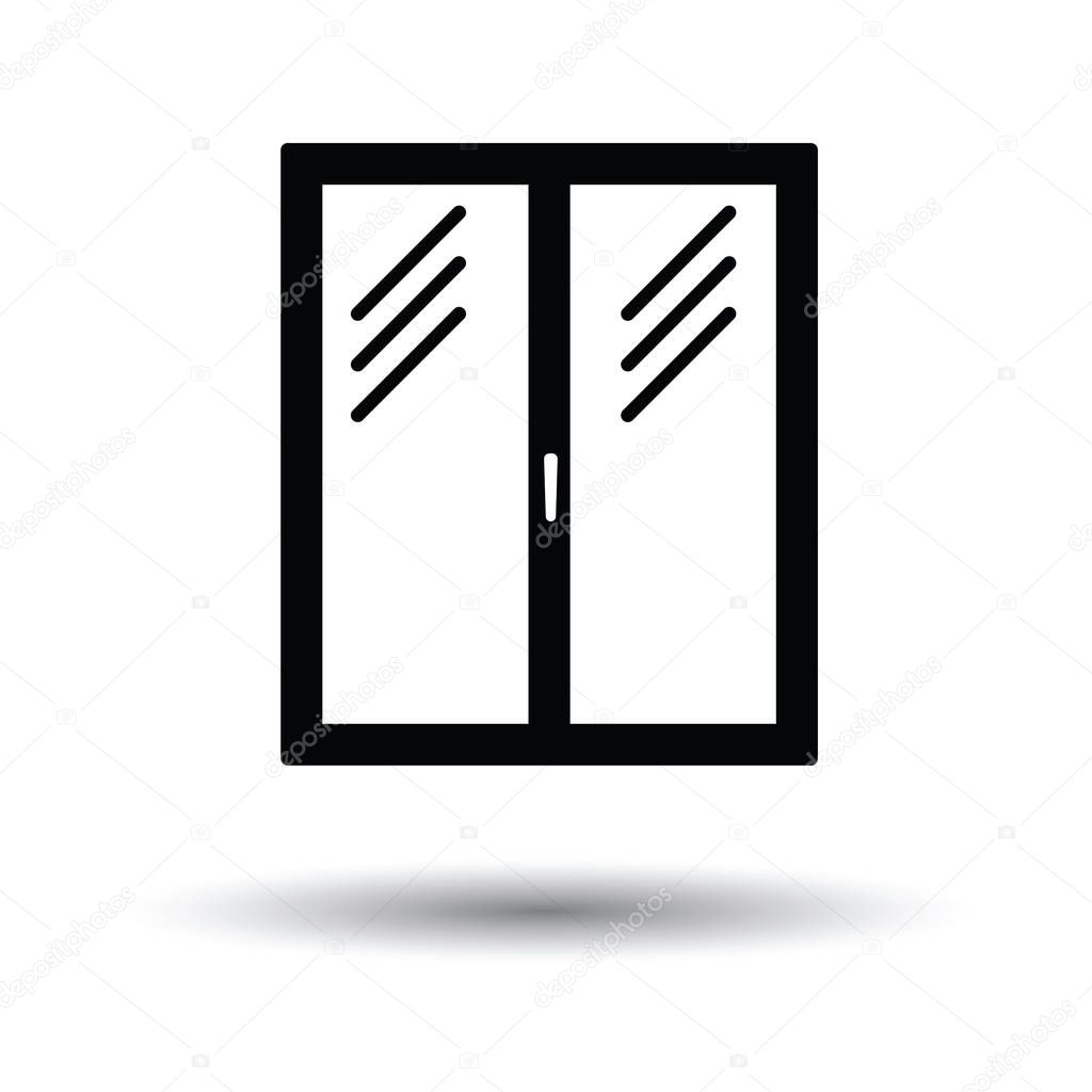 Icon of closed window frame. White background with shadow design. Vector illustration.