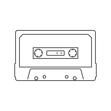 Ses kaset simgesi. İnce çizgili tema. Vektör çizim.