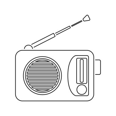 Radyo simgesi. İnce çizgili tema. Vektör çizim.