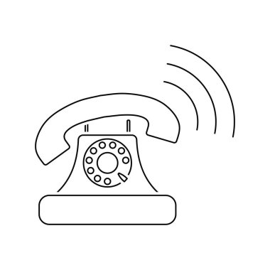 Eski telefon ikonu. İnce çizgi tasarımı. Vektör illüstrasyonu.