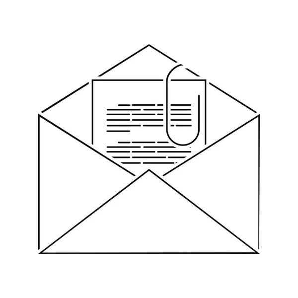 Mail Mit Anhang Symbol Dünnschichtgestaltung Vektorillustration — Stockvektor