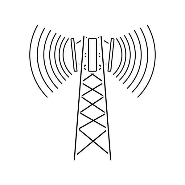 Cellulära Radioantennikoner Tunn Linje Design Vektorillustration — Stock vektor