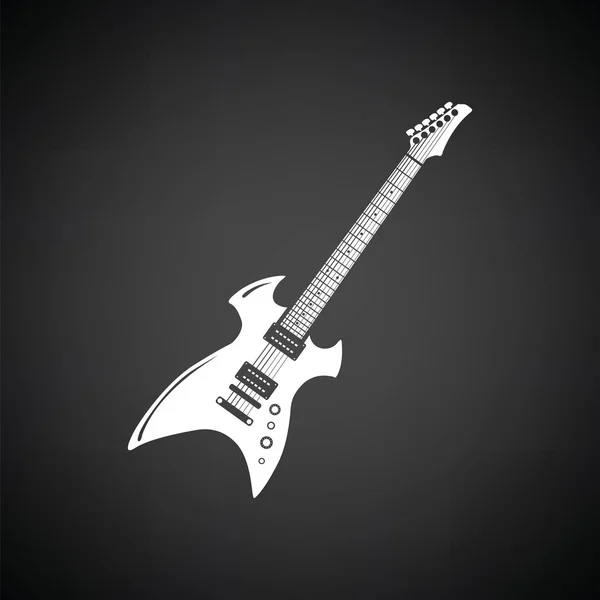 Icono Guitarra Eléctrica Fondo Negro Con Blanco Ilustración Vectorial — Archivo Imágenes Vectoriales