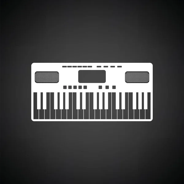 Icône Synthétiseur Musique Fond Noir Avec Blanc Illustration Vectorielle — Image vectorielle