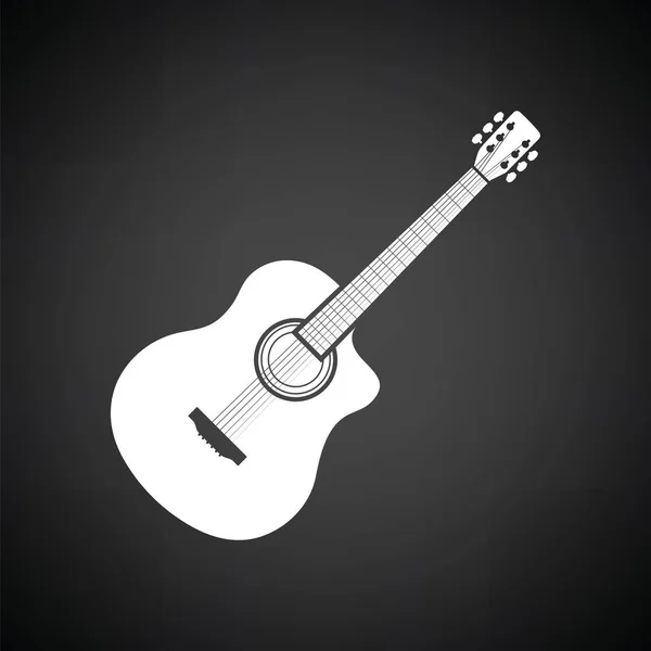 Icono Guitarra Acústica Fondo Negro Con Blanco Ilustración Vectorial — Vector de stock
