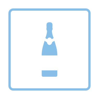 Parti şampanya ve cam kutsal kişilerin resmi. Mavi gövde tasarımı. Vektör çizim.