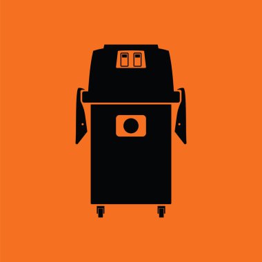 Elektrikli süpürge simgesi. Turuncu Siyah arka plan. Vektör çizim.