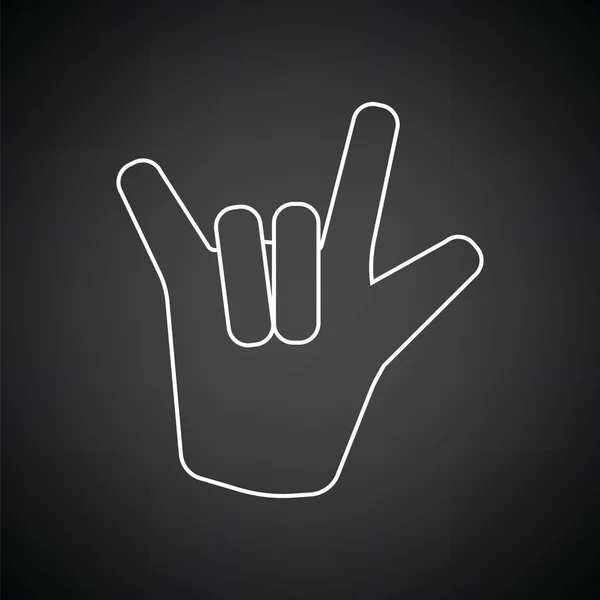 Rock Hand Symbol Schwarzer Hintergrund Mit Weißem Hintergrund Vektorillustration — Stockvektor