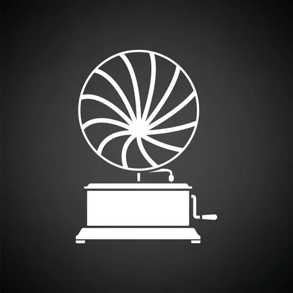 Gramophone Icon Black Background White Vector Illustration — Stock Vector