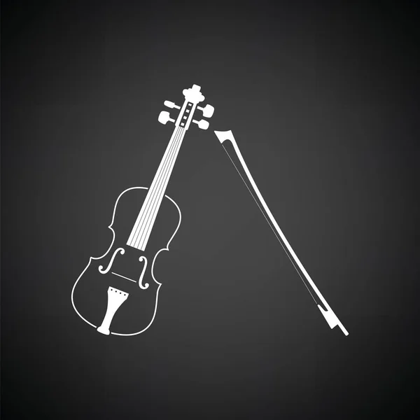 Icono Violín Fondo Negro Con Blanco Ilustración Vectorial — Archivo Imágenes Vectoriales