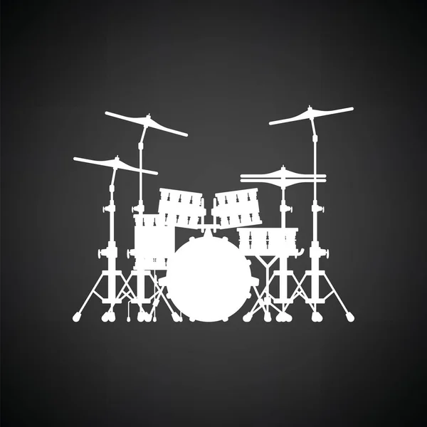 Ref Drum Set Черный Фон Белым Векторная Иллюстрация — стоковый вектор