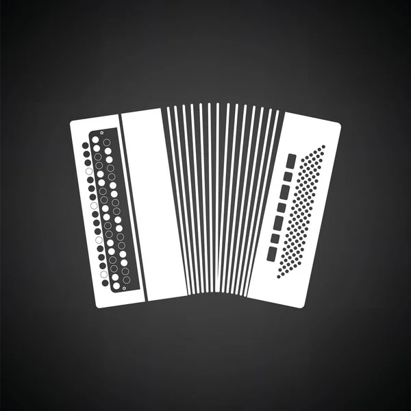 Icono Acordeón Fondo Negro Con Blanco Ilustración Vectorial — Vector de stock