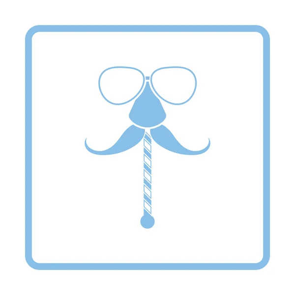 Icono Gafas Bigote Diseño Marco Azul Ilustración Vectorial — Archivo Imágenes Vectoriales