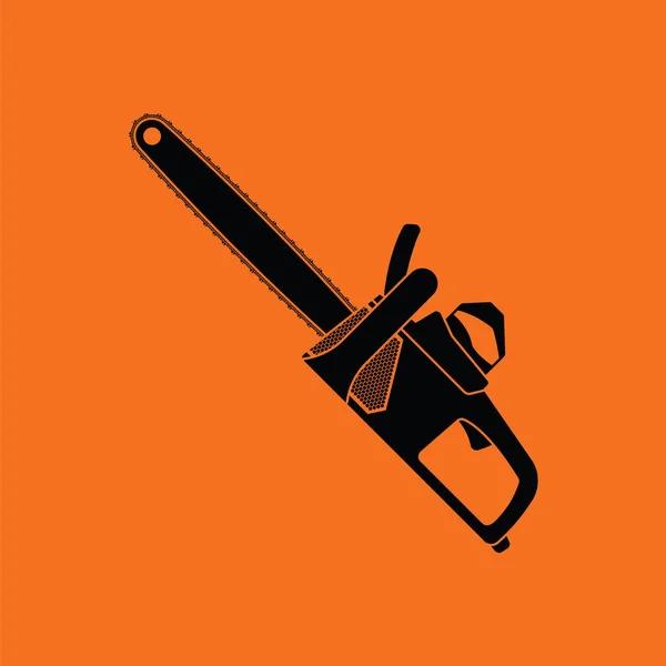 Kettensägen Symbol Orangefarbener Hintergrund Mit Schwarz Vektorillustration — Stockvektor