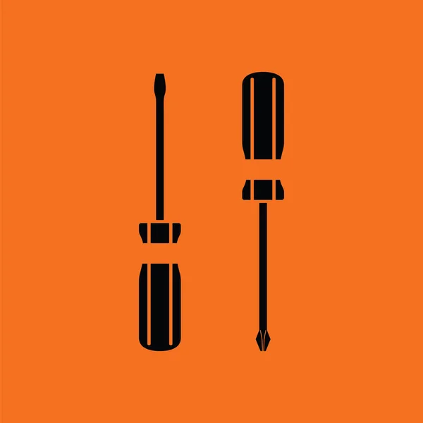 Icône Tournevis Fond Orange Avec Noir Illustration Vectorielle — Image vectorielle