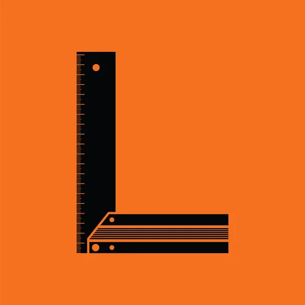 Setsquare Ikona Pomarańczowy Tło Czarnymi Ilustracja Wektorowa — Wektor stockowy