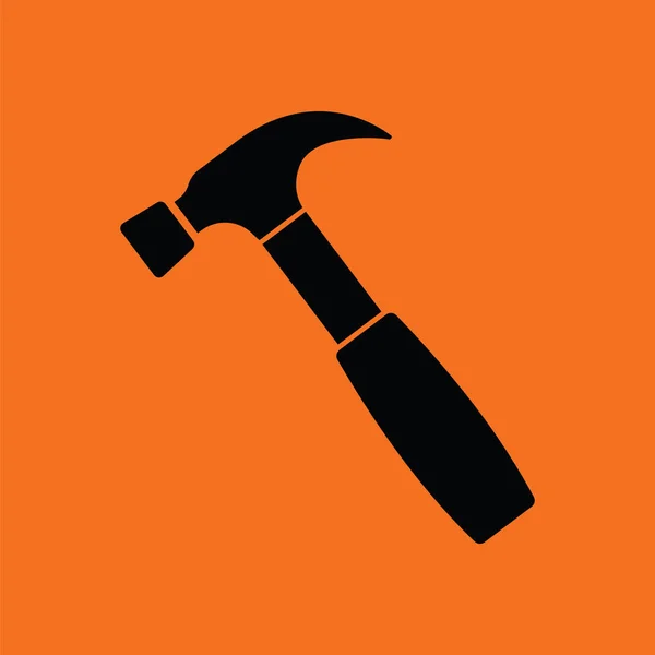 Hammer Ikone Orangefarbener Hintergrund Mit Schwarz Vektorillustration — Stockvektor