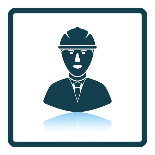 Icono Cabeza Del Trabajador Construcción Casco Diseño Reflejo Sombra Ilustración — Vector de stock