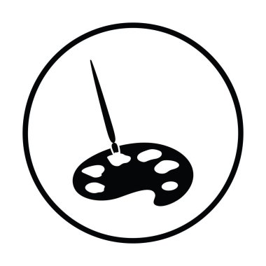 Okul paleti fırça simgesi olan. İnce daire tasarım. Vektör çizim.