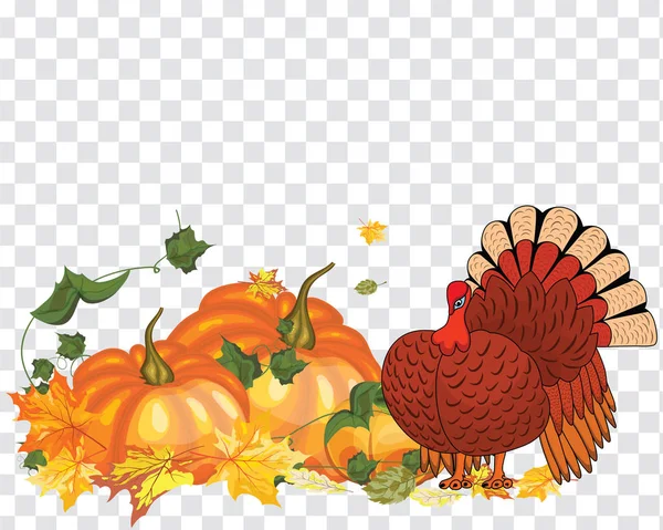 Dia Ação Graças Cartão Saudação Design Consist Pumpkin Turquia Tomate — Vetor de Stock