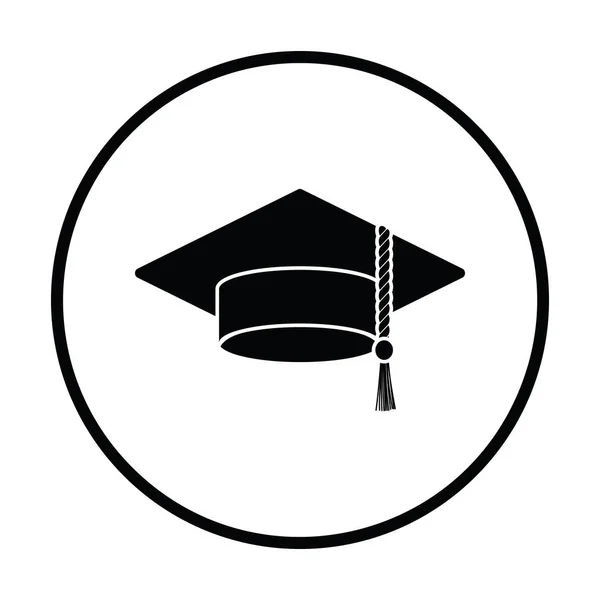 Graduation Cap Icon Thin Circle Design Vector Illustration — Stock Vector