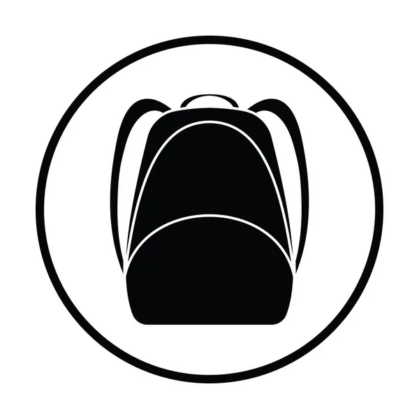 Schulrucksack Symbol Dünnkreis Design Vektorillustration — Stockvektor