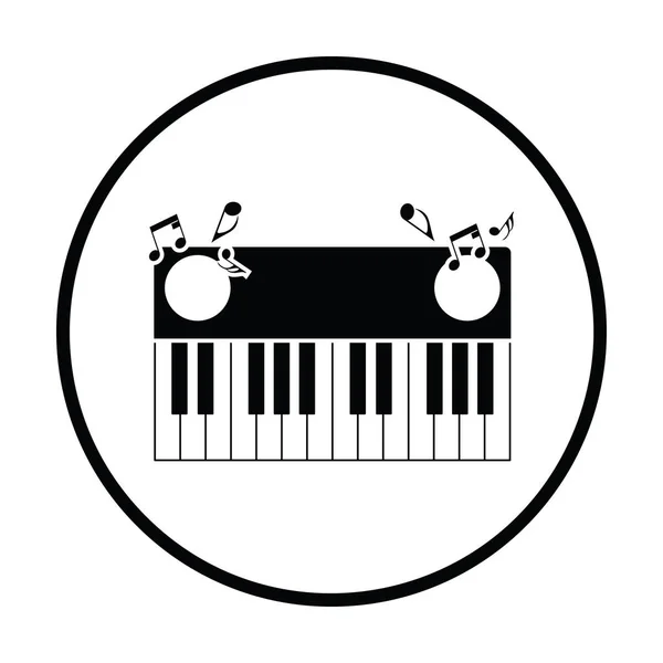 Piano Keyboard Icon Thin Circle Design Vector Illustration — Stock Vector