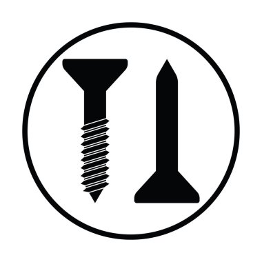 Vida ve çivi simgesi. İnce daire tasarım. Vektör çizim.