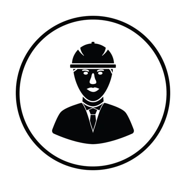 Icon Construction Worker Head Helmet Thin Circle Design Vector Illustration — Stock Vector