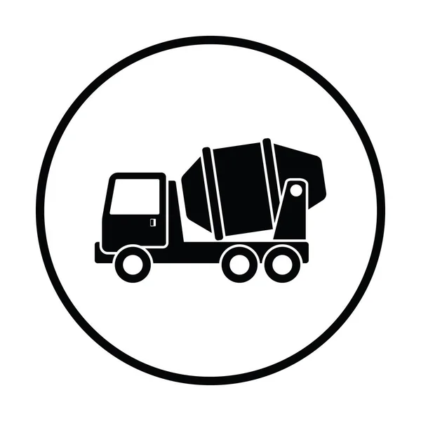 Ikone Des Betonmischer Lkw Dünnkreis Design Vektorillustration — Stockvektor