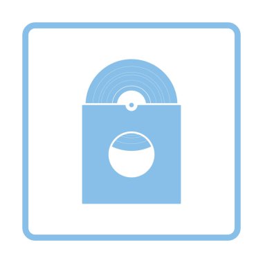 Vinil kaydında zarf simgesi. Mavi gövde tasarımı. Vektör çizim.