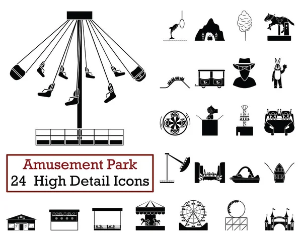 Комплект Икон Парка Развлечений Монохромный Цветовой Дизайн Векторная Иллюстрация — стоковый вектор