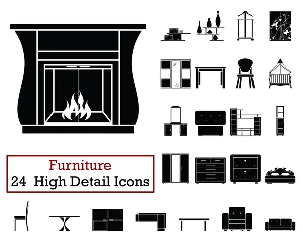 Set Iconos Para Muebles Diseño Color Monocromo Ilustración Vectorial — Archivo Imágenes Vectoriales