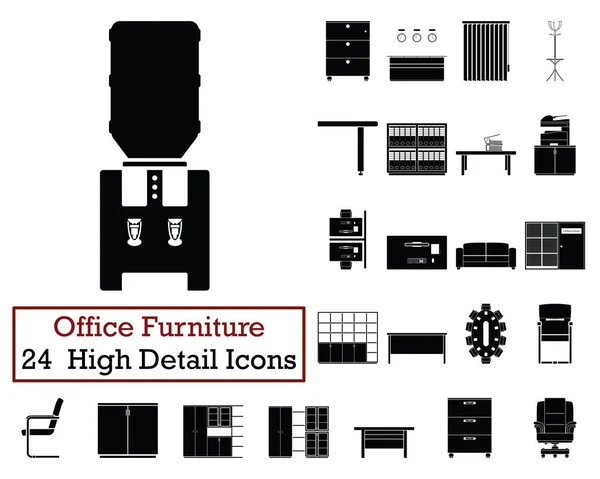 Conjunto Iconos Muebles Oficina Diseño Color Monocromo Ilustración Vectorial — Archivo Imágenes Vectoriales