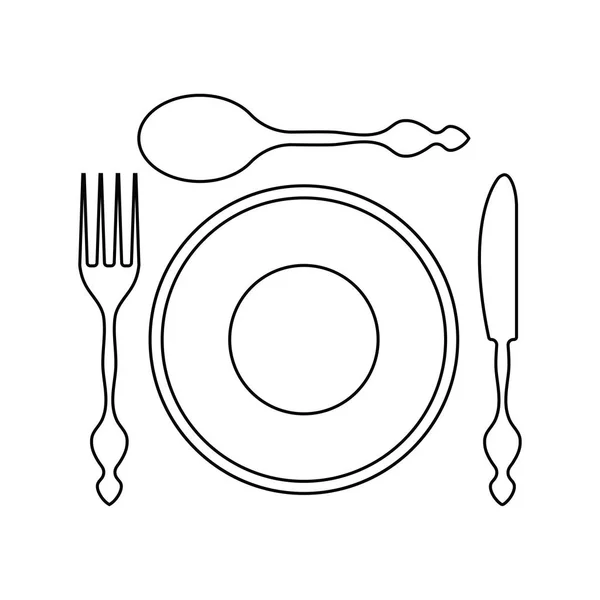 Silverware Plate Icon Thin Line Design Vector Illustration — Stock Vector