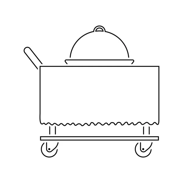 Restaurant Cloche Delivering Cart Icon Thin Line Design Vector Illustration — Stock Vector