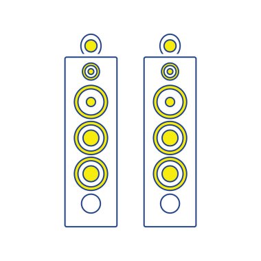 Ses sistemi hoparlör simgesi. İnce çizgili tema. Vektör çizim.