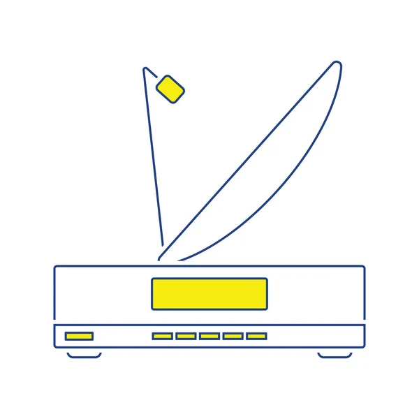 Receptor Satélite Com Ícone Antena Design Linha Fina Ilustração Vetorial —  Vetores de Stock