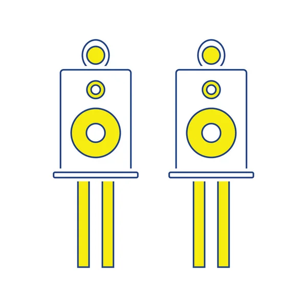 オーディオ システムのスピーカー アイコン 細い線のデザイン ベクトル図 — ストックベクタ