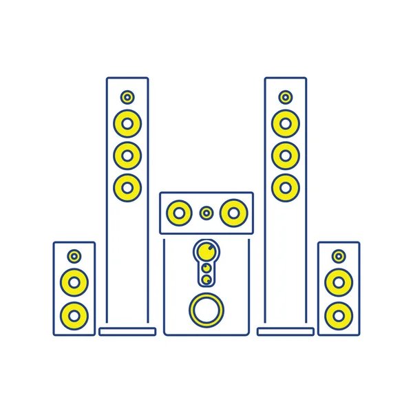 Icono Altavoces Del Sistema Audio Diseño Línea Delgada Ilustración Vectorial — Archivo Imágenes Vectoriales