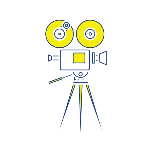 レトロな映画館のカメラのアイコン 細い線のデザイン ベクトル図 — ストックベクタ