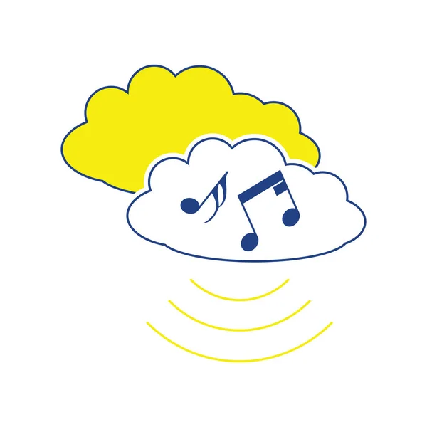Icono Nube Musical Diseño Línea Delgada Ilustración Vectorial — Vector de stock